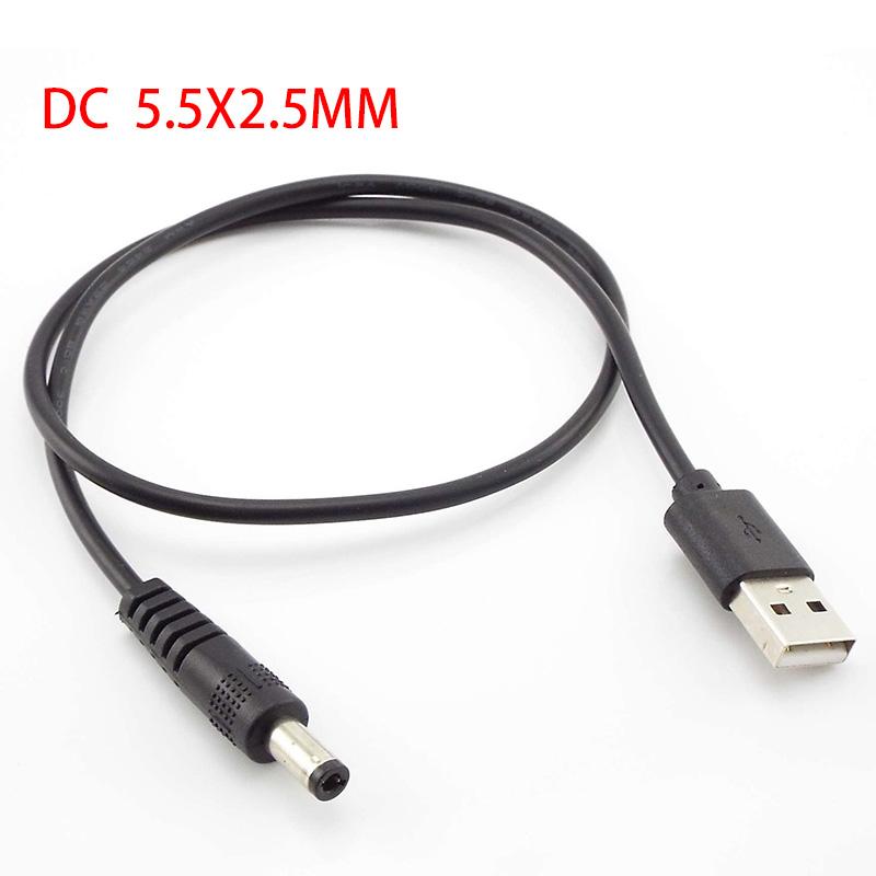 1m USB Type A Male Jack Plug To DC 5.5x2.5mm 3.5mm 4.0mmx1.7 5.5x2.1mm Male Power Supply Type A Extension Cable Connector Cords
