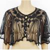 Delicate Sequins Adorned Capelet Shoulder Wrap Breathable Mesh Fabric Scarf Shawl With Intricated Beadwork Design