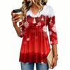 Women's Fashion Casual Christmas Print V-Neck Three-Quarter Sleeve Blouse