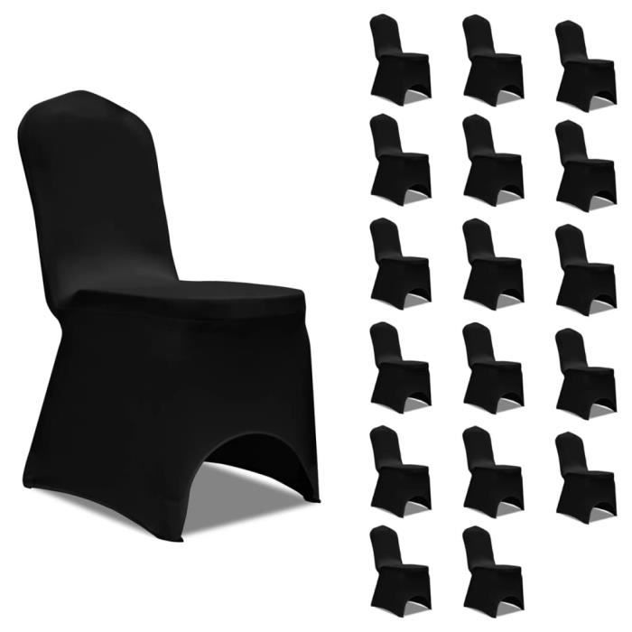 Housses de chaise - vidaXL - Noir - 18 pcs - Lavable à 40 °C - Élastique et déhoussable