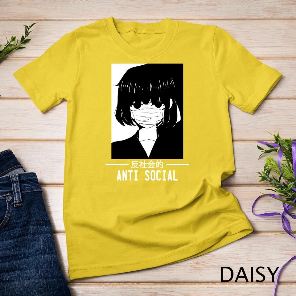 Anti Social Japanese Text Aesthetic Vaporwave Anime Gift T-Shirt Unisex T-shirt 3 L