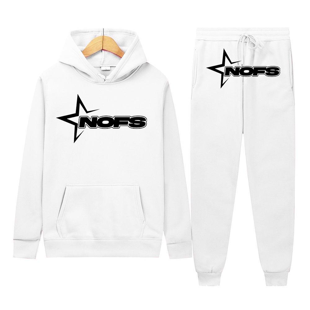 Neues hellblaues Set Y2K Herren-Set Streetwear Hip Hop Print Locker Hoodie Zweiteiliges Set