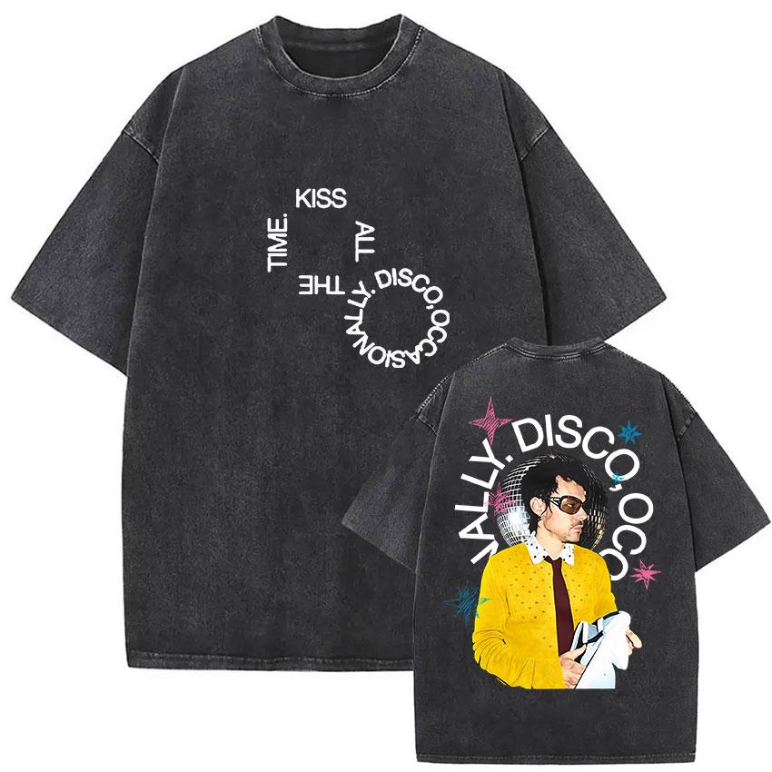 Kiss All The Time Disco Occasionally Tour Vintage Washed T Shirt Men Women High Quality Oversized Cotton Tshirt Streetwear