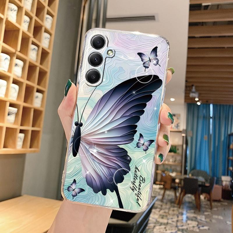 

Мягкий прозрачный силиконовый чехол с рисунком бабочки для Samsung A55 A35 M35 S24 Xiaomi Redmi Note 13 Pro 13C Poco M6 Camera противоударный защитный чехол Samsung Galaxy A11