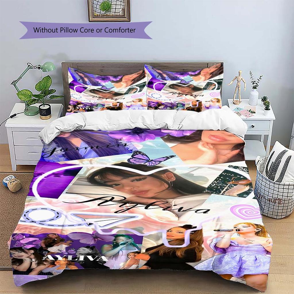 1PCS Ayliva Set Copripiumino Trapuntato con Fantasia a Tema Federa Decorazione per la Casa Regalo di Compleanno (1 * copripiumino + 2 * federa, senza nucleo)