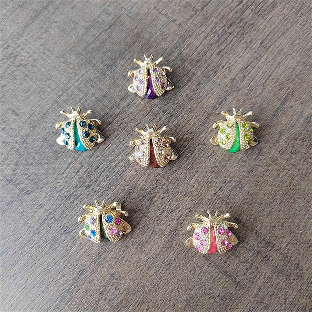 Rinhoo Vintage Colorful Rhinestone Little Ladybug Insect Brooches For Women Ladybug Lapel Pins Cute Animal Beetle Badges Jewelry