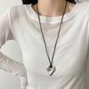 U-Shape Metal Pendant Necklace Irregular Sweater Chain New Long Leather Rope Necklace  Gifts