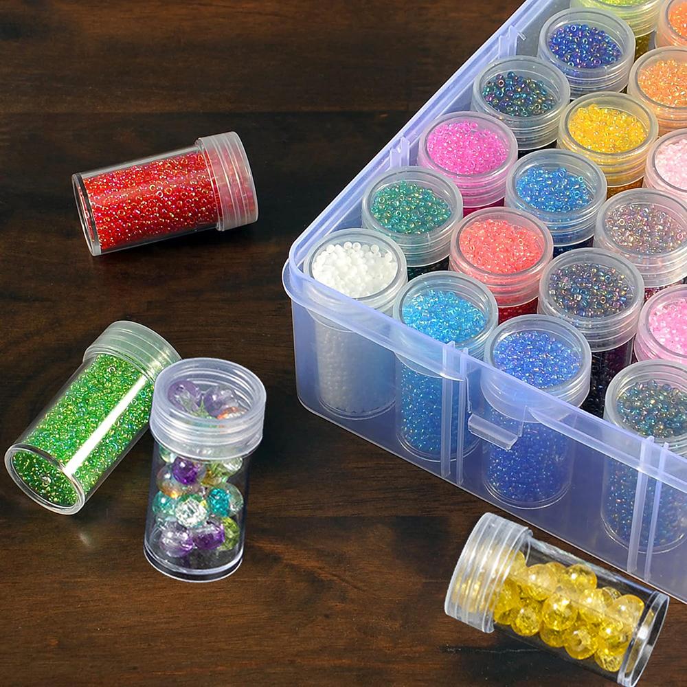 1pc 24/30/48/60/80 Slots Plastic Storage Box, DIY Diamond Painting Beads Charms Jewelry Accessories Organizer Box