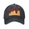 Cappellino in Tessuto Denim con Stampa Waffle Gelato e Cioccolato Cappellini da Baseball Casual Cappello Regolabile Estivo Unisex