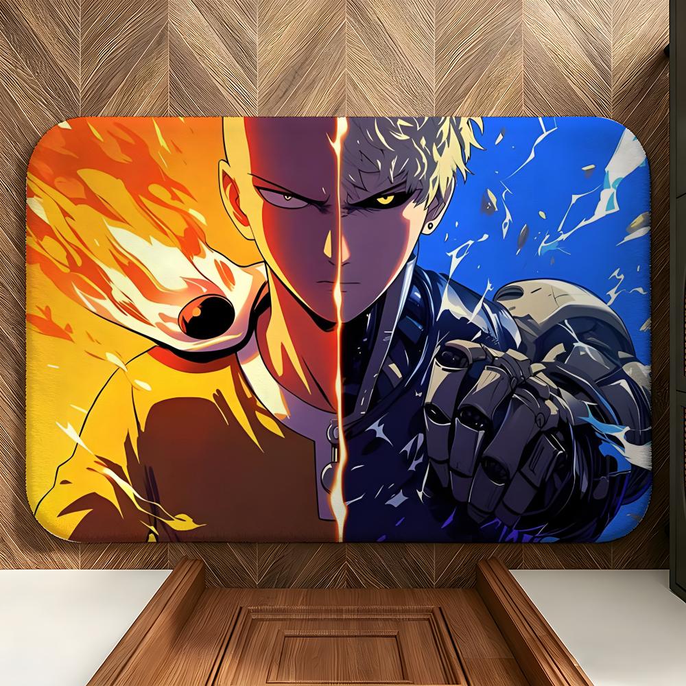 anime O-One-Punch M-Man Floor Mat Soft Flannel Floor Mat Suitable for Entryways, Living Rooms, Bedrooms, and Bathrooms
