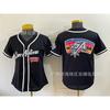 2026 Spurs 5 11 Print Baseball Cardigan Women Short Sleeve Embroidery Team Sports Top
