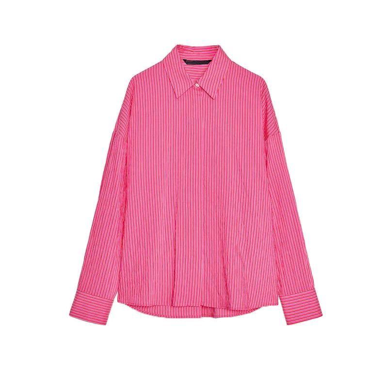 Spring New Women clothes Sweet Style Stripe Vertical Comfort Long sleeve Lapel Leisure Shirts 8676803