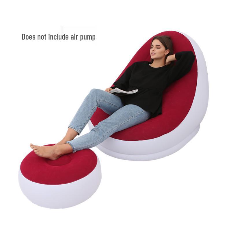 Inflatable Foldable Outdoor Sofa Bed & Footrest Flocking Lounger Chair