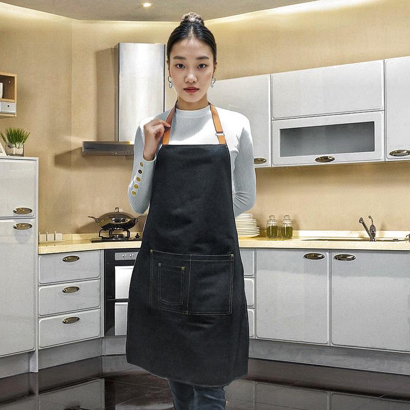 Nordic Style Sleeveless Denim Kitchen and Work Apron with Customizable LOGO