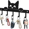 Metal Wall Mounted Key Holder with 5 Hooks Black Modern Design Entryway Living Room Storage