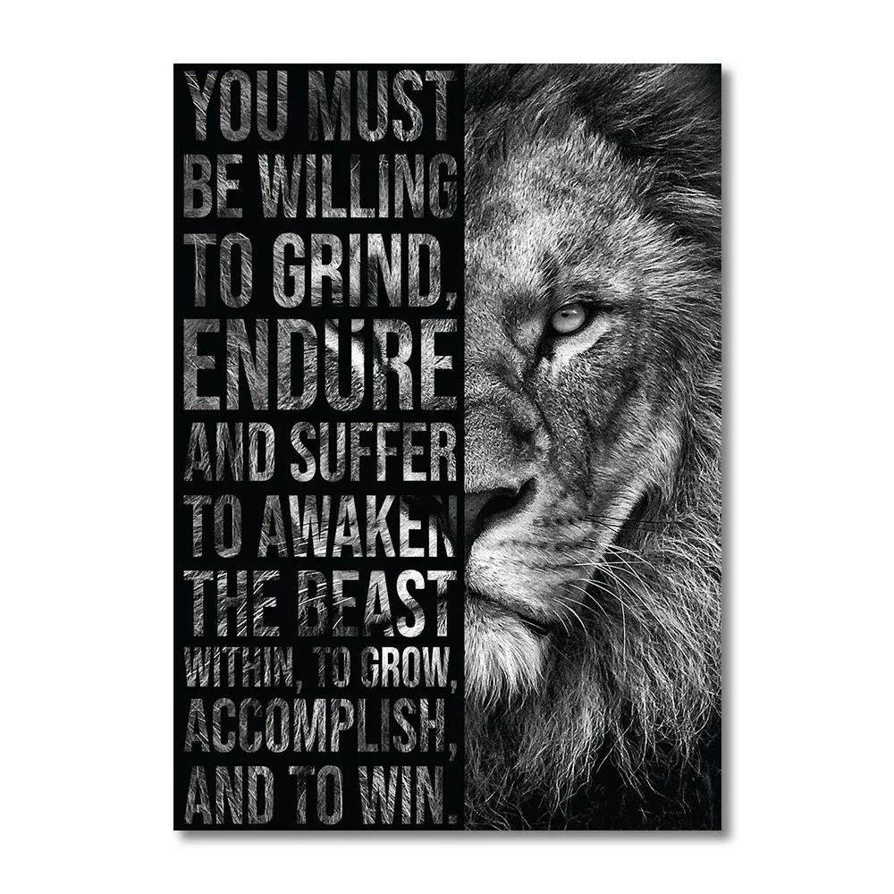 Motivational Animal Poster Eagle Tiger Lion Wall Art Canvas Painting Motto Picture for Living Room Home Decoration