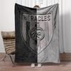 Warm Throw Blanket Heracles Almelo Dutch Football Club Black Gray Split Shield Text 1903 Horse Head Emblem Sports Fan Art Gift