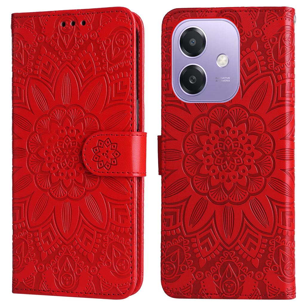 For Oppo A5x 5G/A3x 4G/A3x 5G (India) Case Sunflower Imprint Leather Wallet Phone Cover
