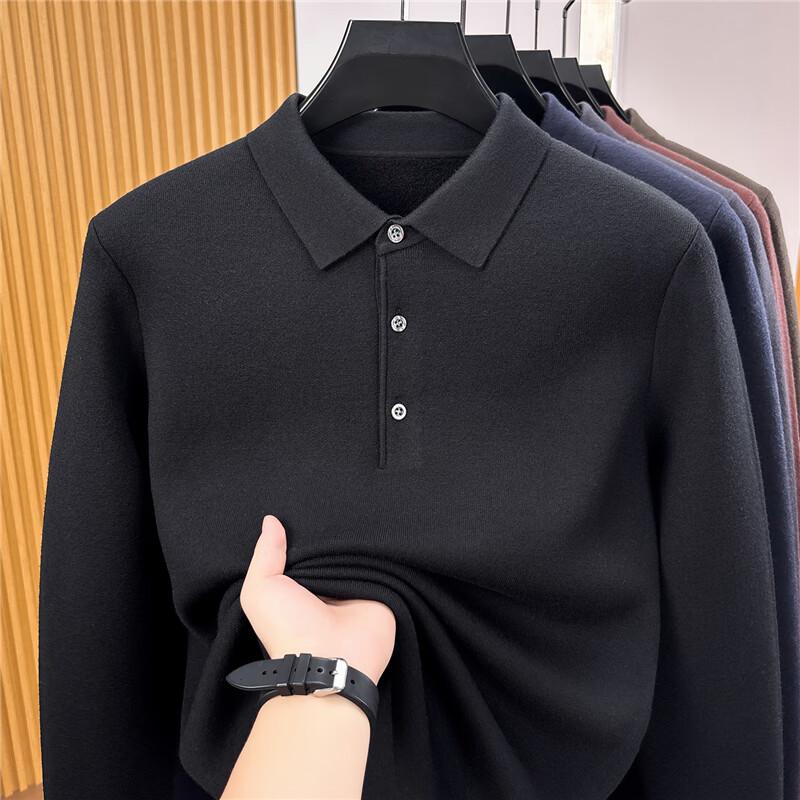 Men's Faux Two-Piece Shirt Collar Business Casual Knit Sweater