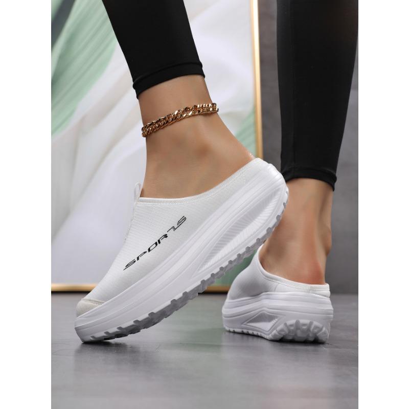 2025 New Lazy Net Shoes for Women's Casual Height-increasing Spring and Summer Breathable Single Fabric Shoes with Thick Soles and Half Slippers