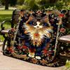 1pc Cat Ornament Print Outdoor Blanket, Lightweight Polyester,