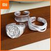 925 Sterling Silver Rings for Women Couple Minimalist Handmade Flower Interware Ring Fine Jewelry Gift Prevent Allergy