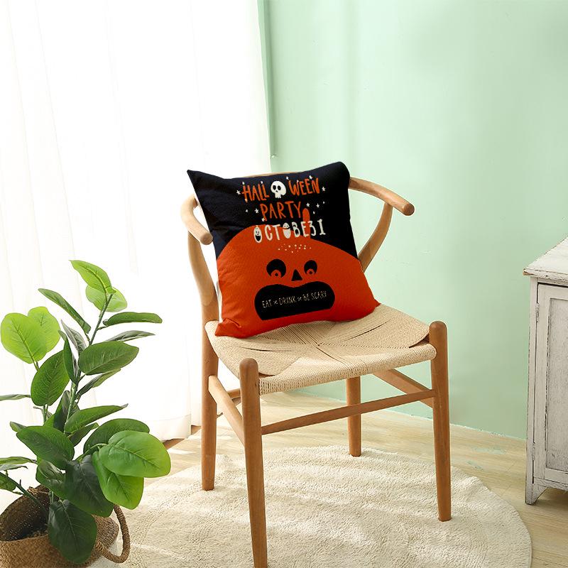 New Home Furnishings Halloween Polyester Pillow Case Home Pumpkin Ghost Fire Cushion Waist Pillow Case