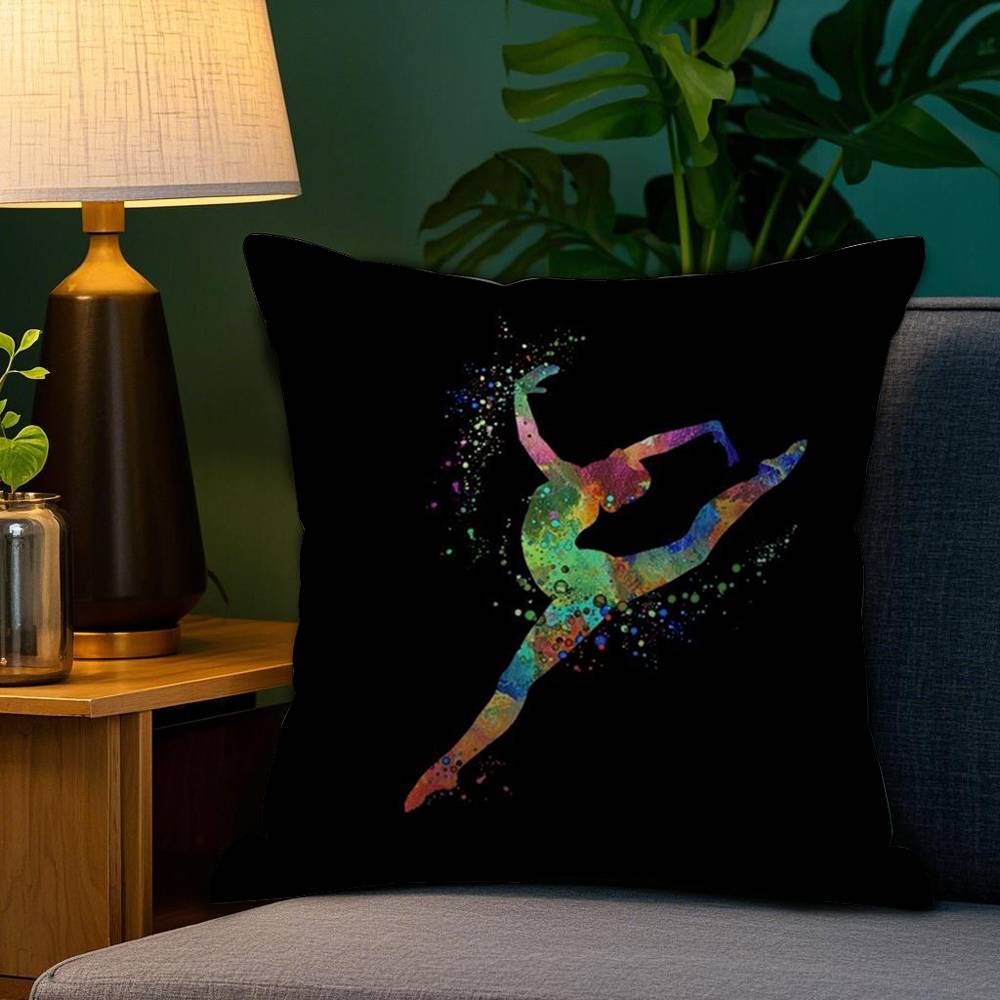Gymnastics Water Color Pillow Case Sofa Living Room Bedroom Double-sided Printing Square Cushion Nap Time Cushion Cover