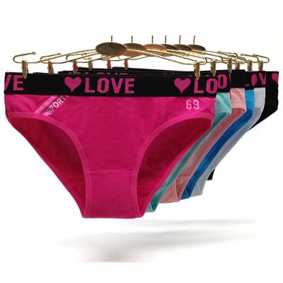 Bragas para mujer Ropa interior de algodón Mujeres Sexy Love Calzoncillos deportivos de cintura baja Calzoncillos diarios Lencería Lote 6 PCS