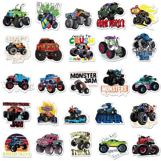 50PCS Monster Truck Stickers, Truck Car Stickers for kids, Car Stickers Waterproof for Water Bottles Skateboard Car Bike Phone Case Laptop Suitcase,