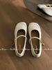 Solid Color Late Word Spring Flat Single Shoes Women's Belt Mary Jane Shoe Buckle Commuter Round Head Soft Sole Night Wind