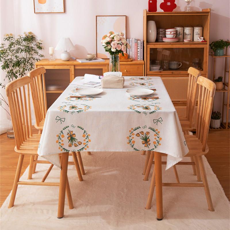 Modern Simple Polyester Hemp Digital Printing Tulip Spring Flower Decorative Tablecloth Rectangular Coffee Table Tablecloth Dining Table