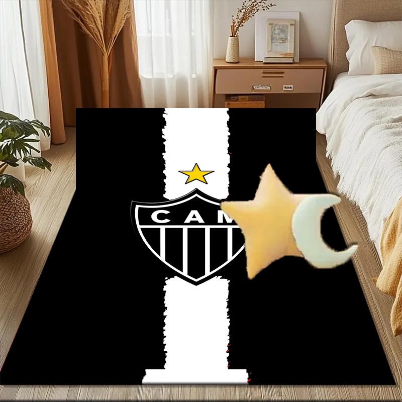 Black And White Stripes With Star Printed Office Carpet Chair Cushion Entryway Rug, Rugs for Living Room, Bedroom Christmas gifts