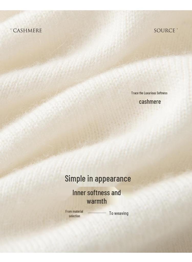 Cashmere Loose Neck Sweater - Women's Autumn/Winter 2026 Knit, Versatile & Slimming Solid Color