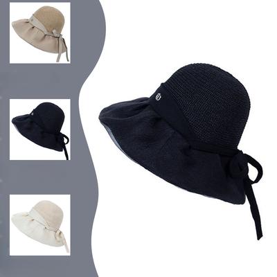 Korean Style Versatile Travel Sun Hat Sun Protection Sun Hat Big Brim Vertical System with Bow Fisherman Hat Women
