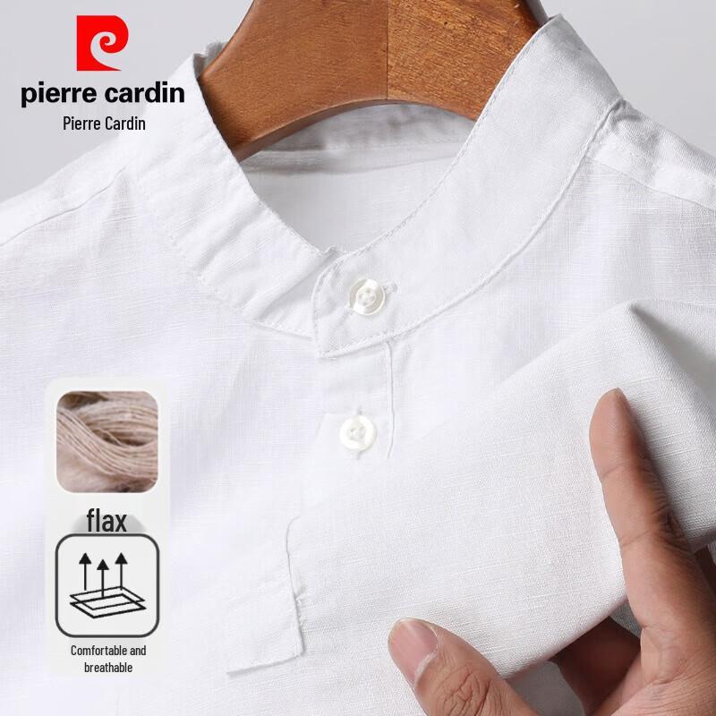 Pierre Cardin Men s Chinese Style Cotton Linen Stand Collar T-Shirt 2XL
