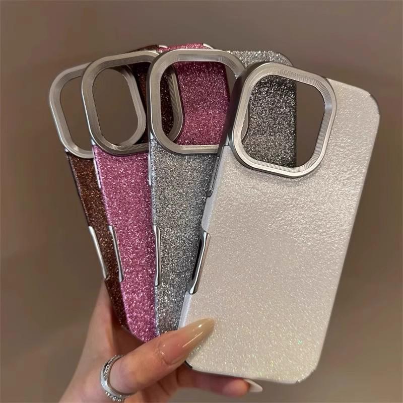 Glitter Electroplated Solid Color Case for iPhone 14, 13, 16 Pro Max, and 15 PM