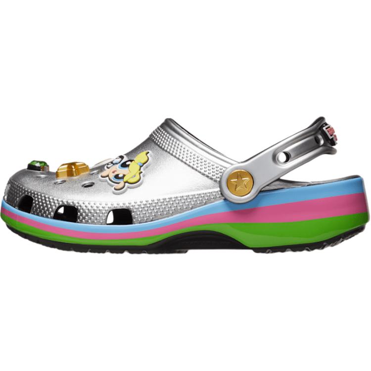 Crocs The Powerpuff Girls x Classic Clog Kids Metalická stříbrná Dětské tenisky 210264-001