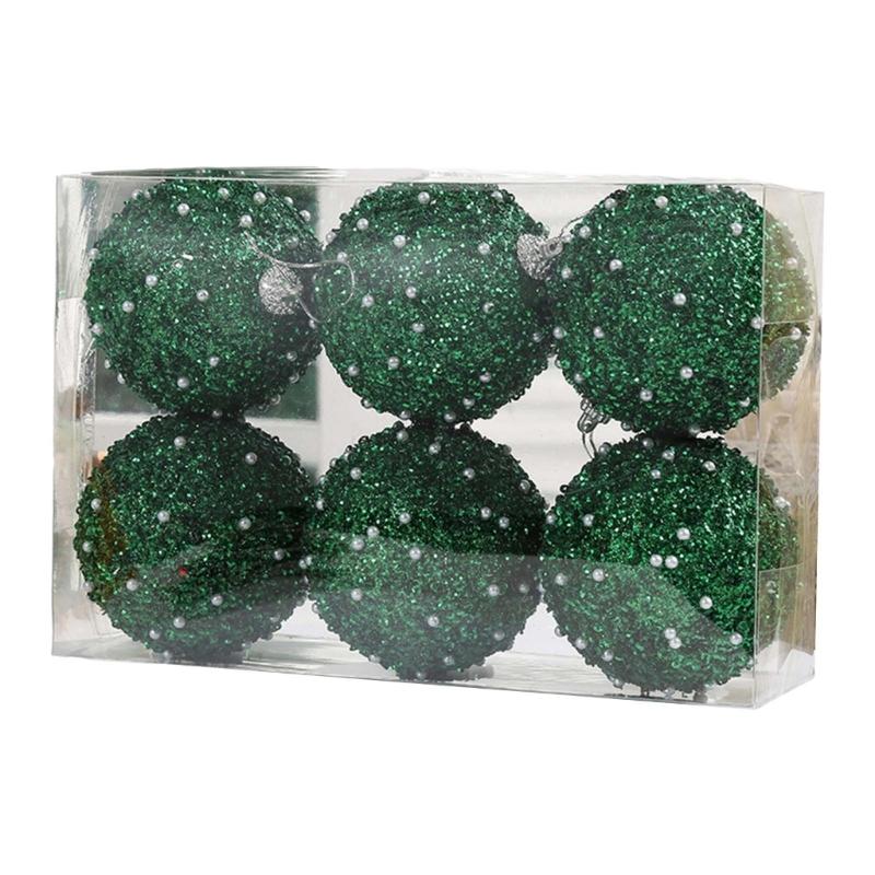 

1box Christmas Balls Christmas Tree Ornaments Ball Christmas Hanging Tree Pendant New Year Gift Navidad Home Party Decor зелений