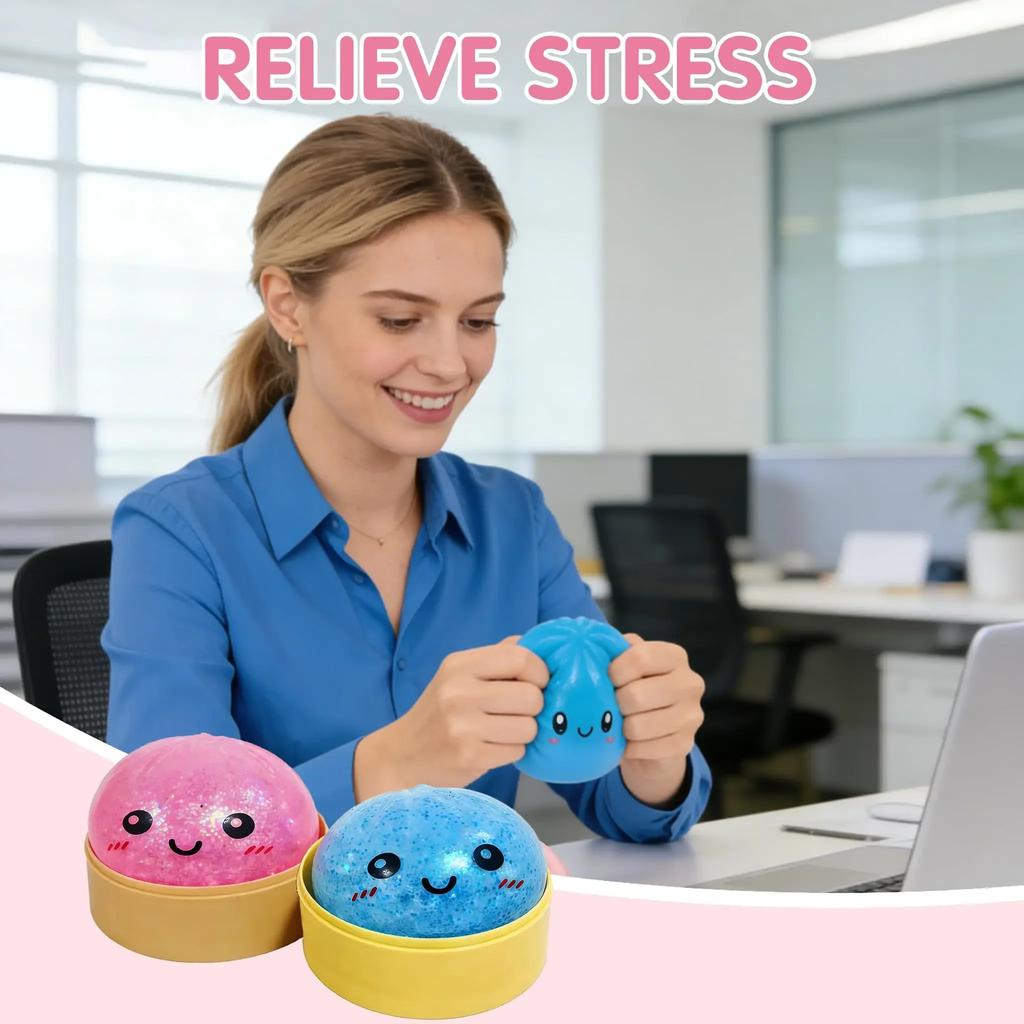 Übergroße Glitzer-Knödel-Squishies Weiches Langsam Rückprallendes Sensorisches Quetschspielzeug Linderung von Angst Fidget Stressball Bürogeschenke