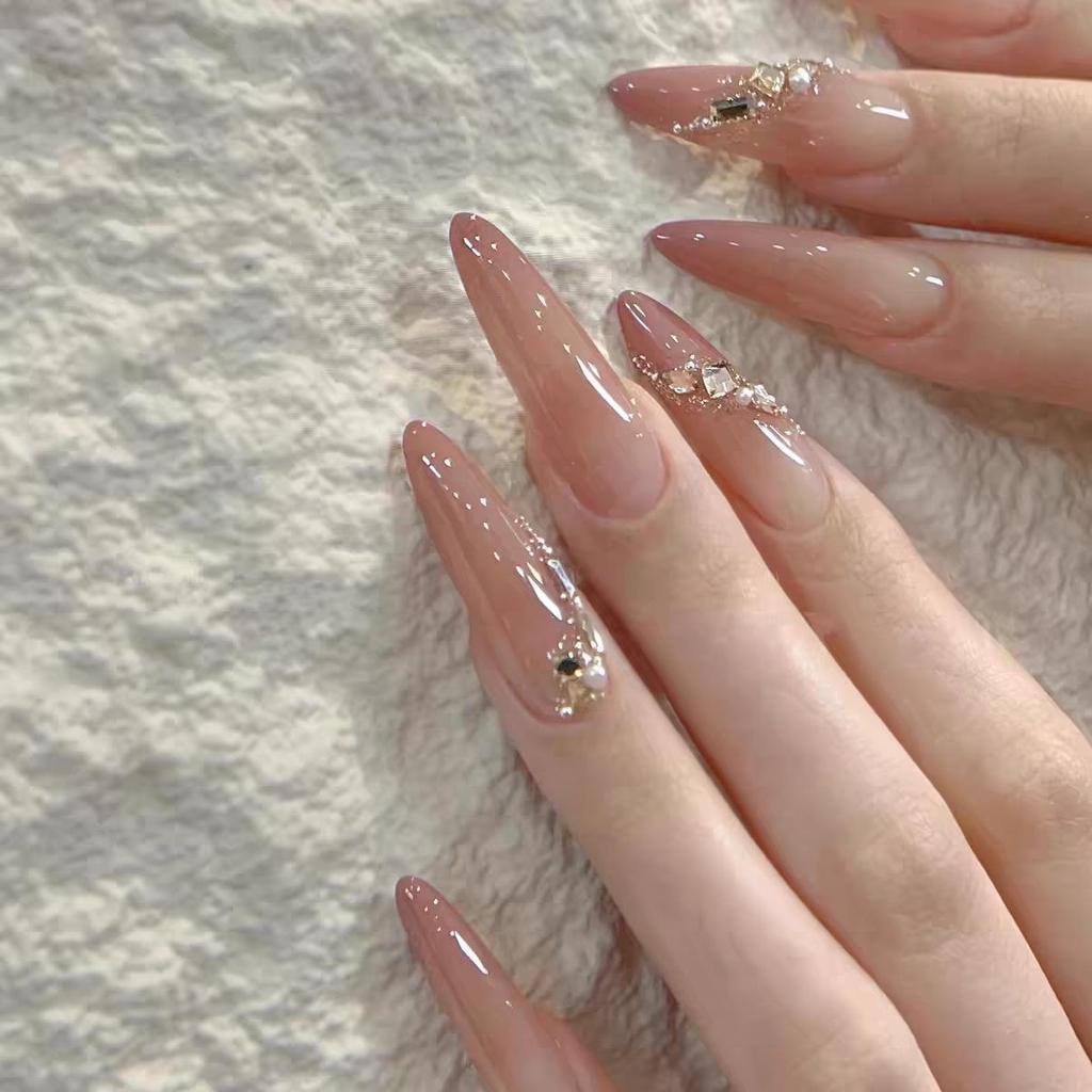 Super Flash Style: High-Class Aura Cat Eye Handmade Nail Tips for Young Ladies