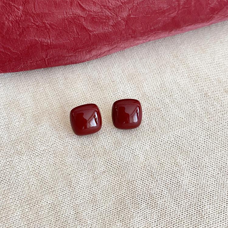 

Новогодние ретро-серьги Ankola в гонконгском стиле, геометрические, винно-красные null красный