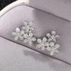 Huitan Beautiful Flowers Stud Earrings with Shiny Cubic Zirconia Graceful Exquisite Sweet Accessories Trendy Wedding Jewelry