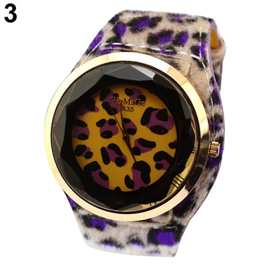 Women's Leopard Faux Leather Strap Charm Roman Numerals Quartz Wrist Watch