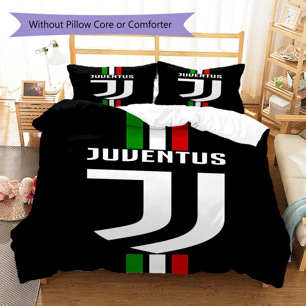Juventus Football Club Pattern Bedding,Quilt Set Quilt Cover Pillowcase Home Birthday Gift(1 * Duvet Cover + 2 * Pillowcase, Without Core)