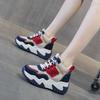 2026 Autumn New Inner Height-increasing Dad Shoes Thick-soled Color Matching Casual High-top Shoes Wedge Heel Fashion Women's Shoes