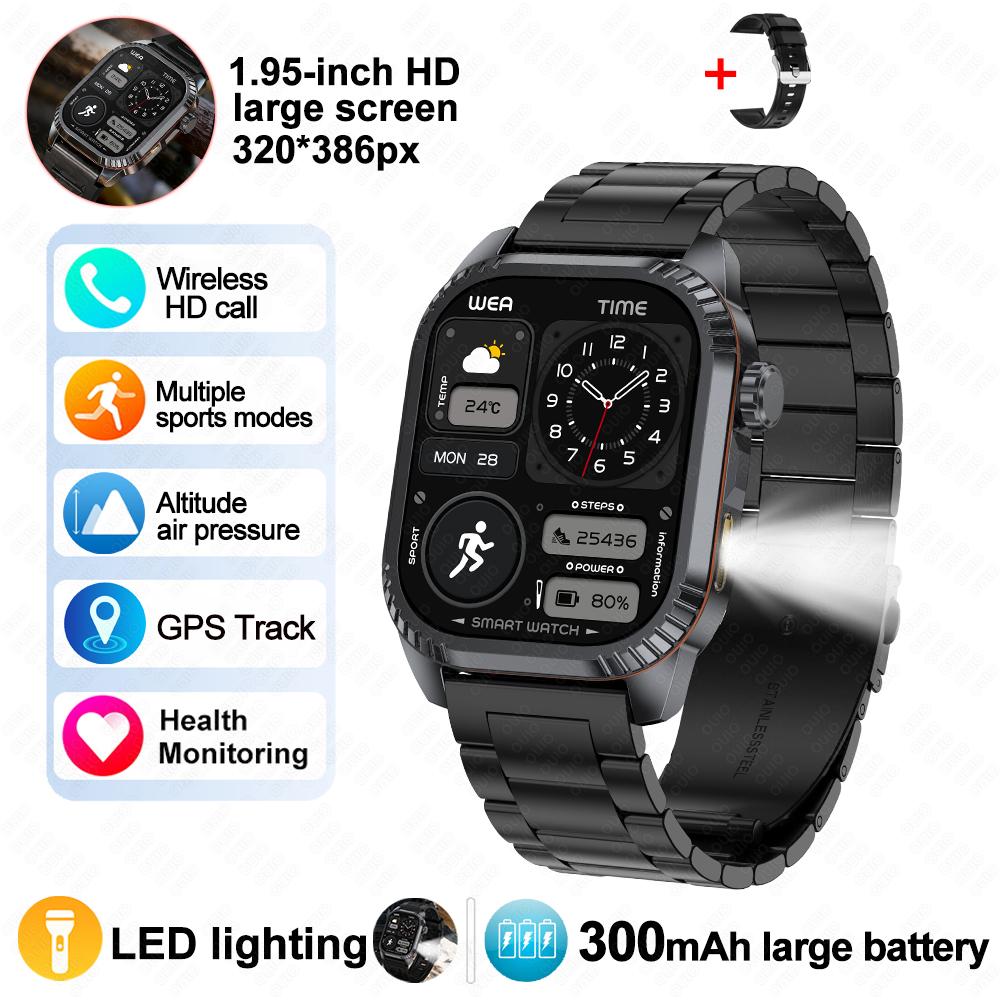 2026 New GPS Tracking Smart Watch 1.96inch HD Screen LED Flashlight Multiple Sport Modes Waterproof Bluetooth Call Smart Watch
