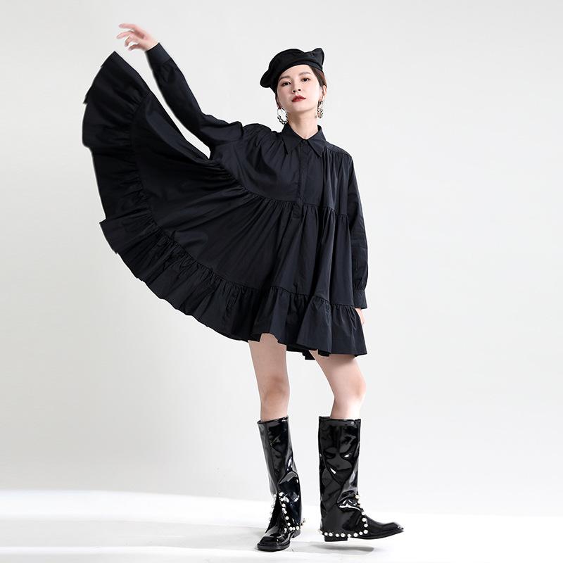 Zhongchuang Rizhen 2025 Women's A-Line High Waist Baby Doll Shirt Dress