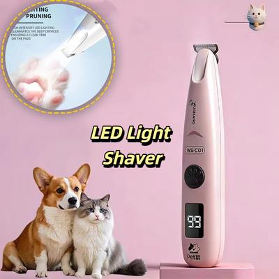 Pet Dog Electric Groomer Trimmer With Led Light Waterproof Pet Foot Hair Trimmer Low Noise Cat Dog Face Foot Ear Hip Paw Shaver