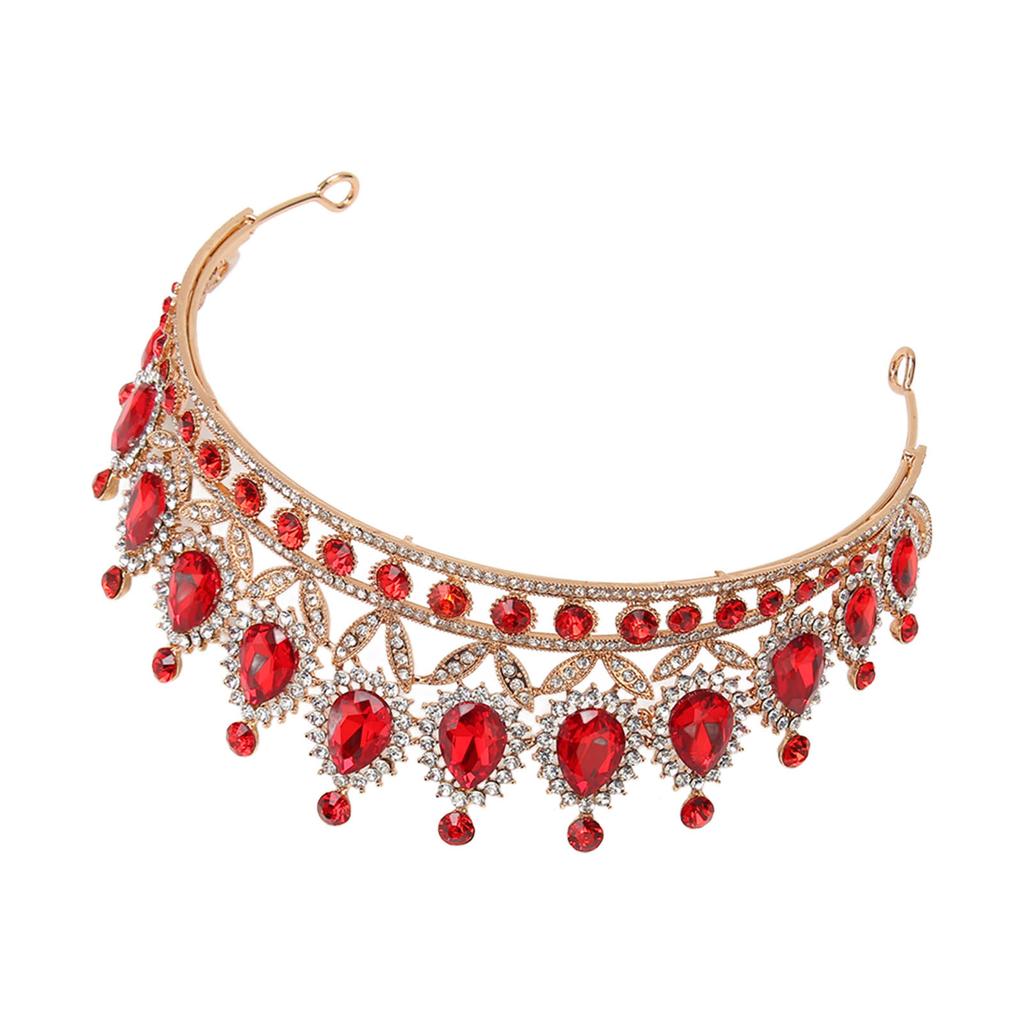 Crown Red Rhinestone Retro Semicircle Hair Accessories Crown for Wedding Party Prom